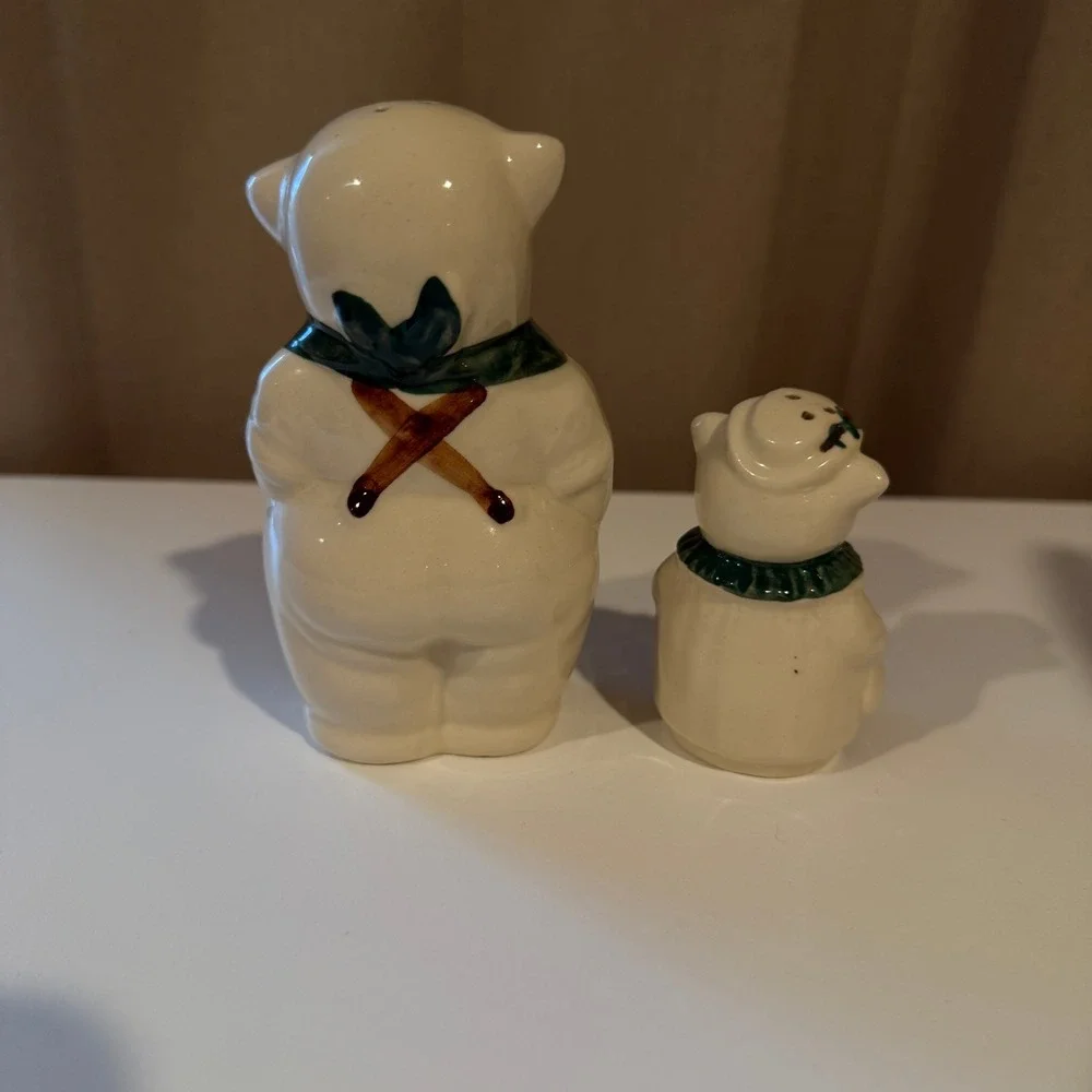 Vintage Ceramic Pig Salt Pepper Shakers Set‎ Cork Stoppers Novelty